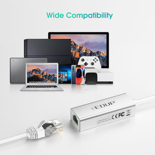 EDUP EP-9802 USB-C Network Adapter with Wired Gigabit Ethernet Connection
