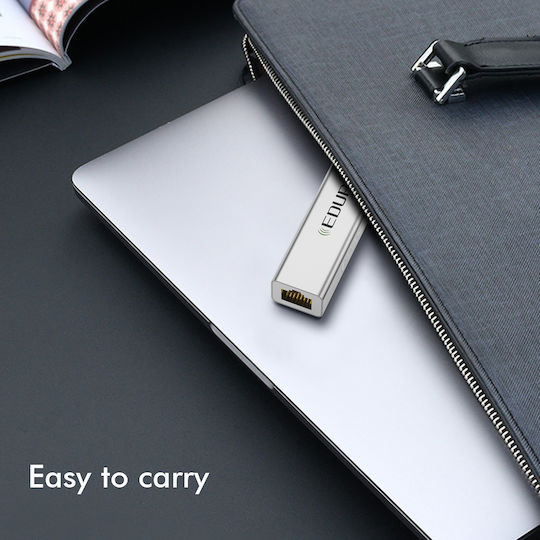 EDUP USB-Hub Mit 3 Anschlüssen USB 3.0 Mit USB-C Anschluss Ethernet Silber