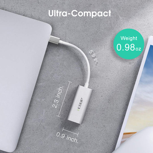 EDUP EP-9802 USB-C Network Adapter with Wired Gigabit Ethernet Connection