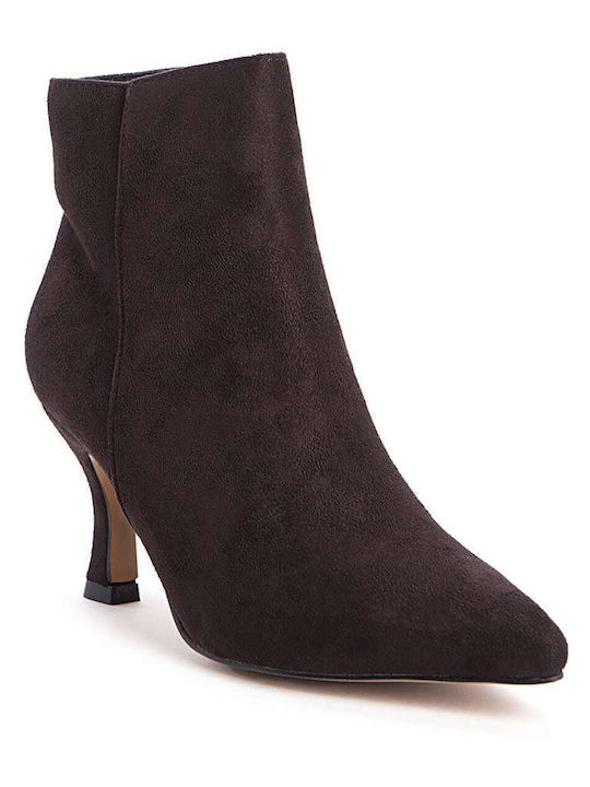 Keep Fred Suede Women's Ankle Boots with Medium Heel Brown