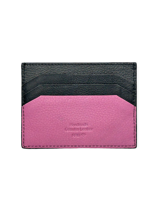7.Dots Men's Leather Card Wallet with RFID Pink