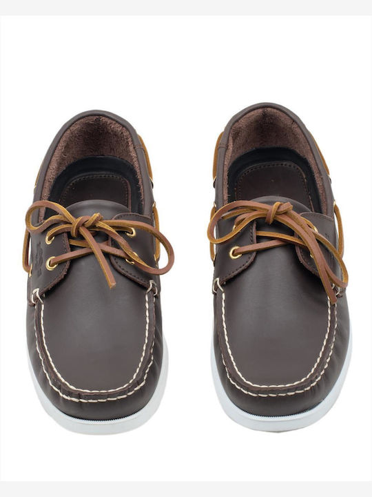 Chicago Men's Leather Boat Shoes Tabac Brown