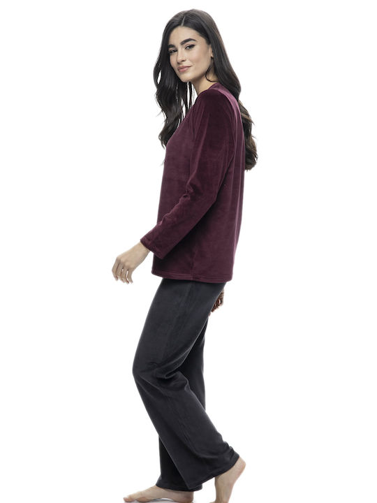 Galaxy Set Winter Women's Pajamas Burgundy