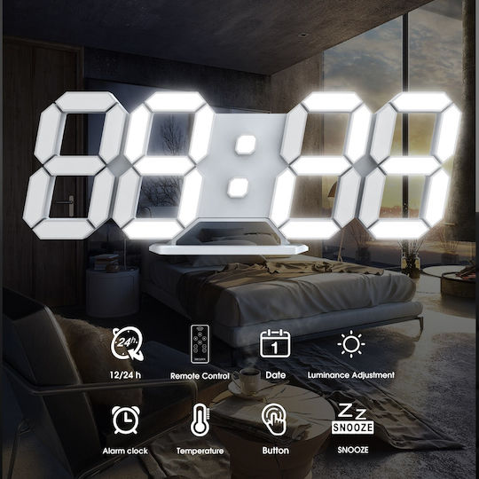 EDUP Ceas De Masă Digital Led Cu Ceas Deșteptător Alb EH-LED1302