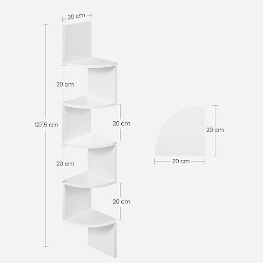 Corner Wall Shelf White 20x20x127.5cm