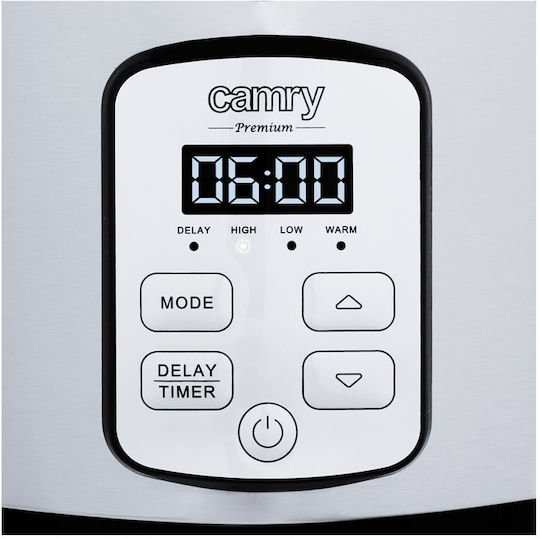Camry Slow Cooker 270W With Capacity 4.7lt Silver
