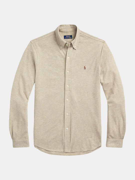 Long-sleeved Cotton Shirt Beige