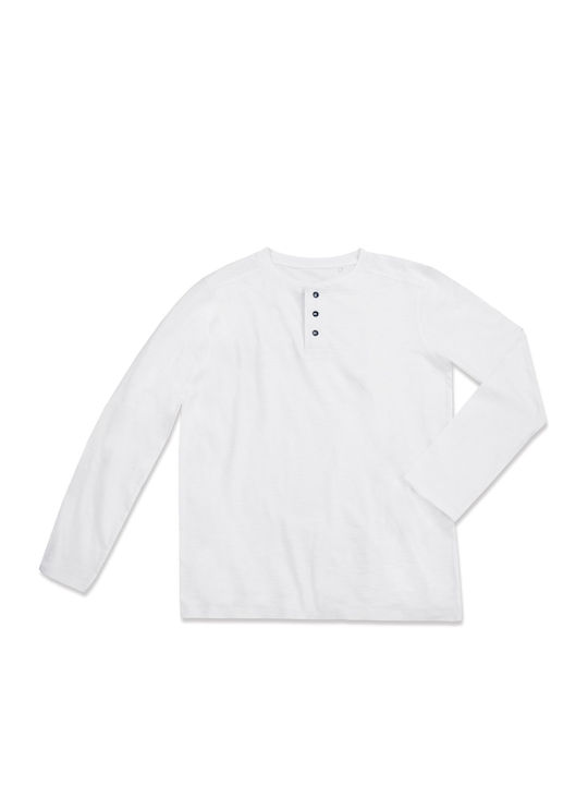 Stedman Shawn Henley Men's Long Sleeve Promotional T-Shirt White ST9460-WHI