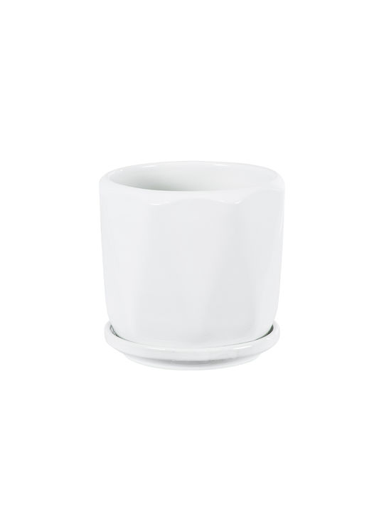 GloboStar Karpathos Planter Ceramic White with Stand 10x10x10cm.