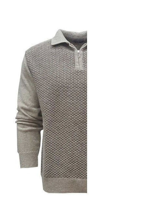 Turhan Men's Long Sleeve Sweater with Zipper beige