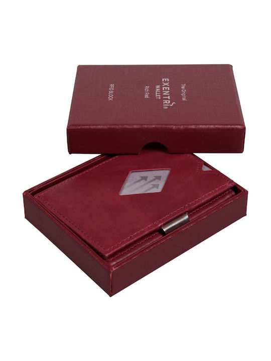 Leather Men's Wallet Cards with RFID Red
