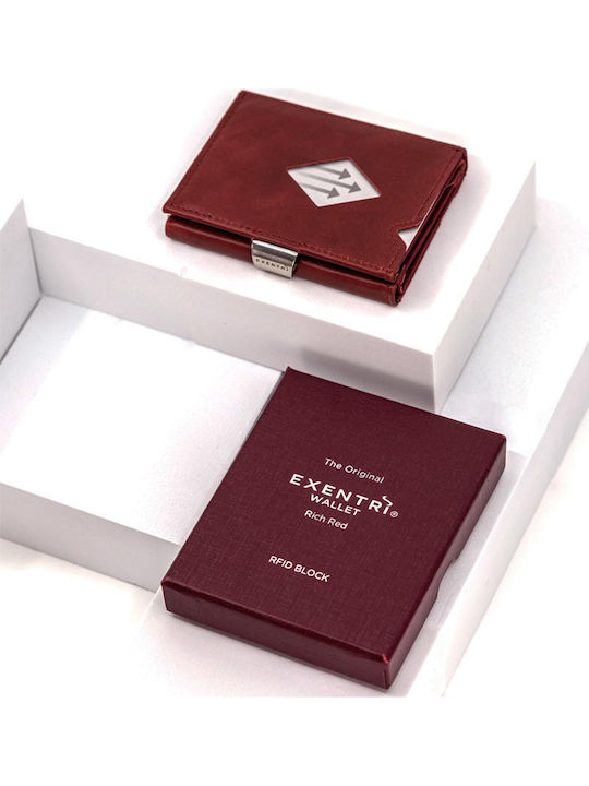 Leather Men's Wallet Cards with RFID Red