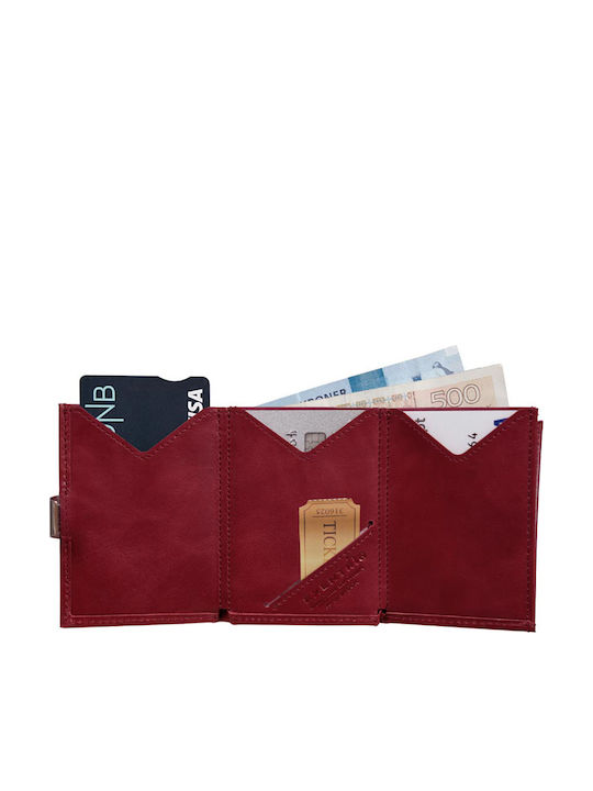 Leather Men's Wallet Cards with RFID Red