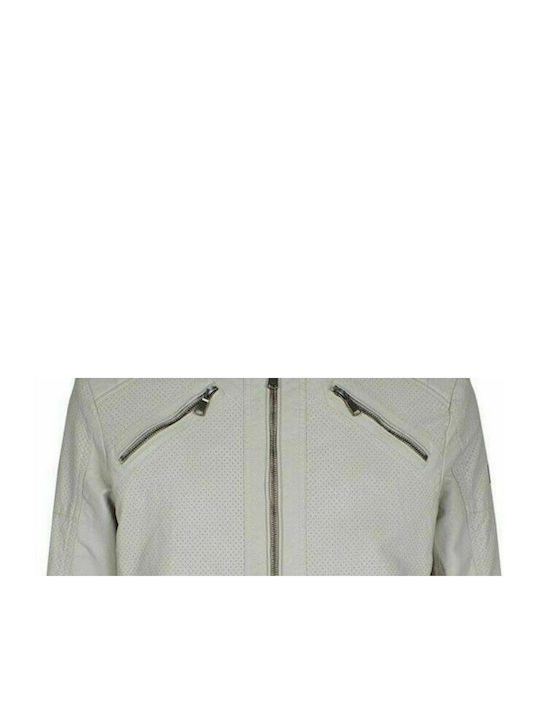 Yes Zee Men's Winter Leather Jacket Beige