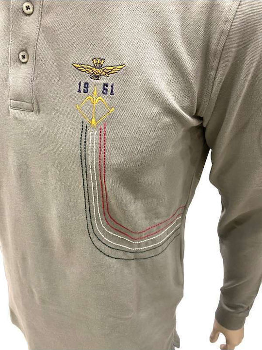 Aeronautica Militare Bluza Bărbătească cu Mânecă Lungă Polo Verde deschis