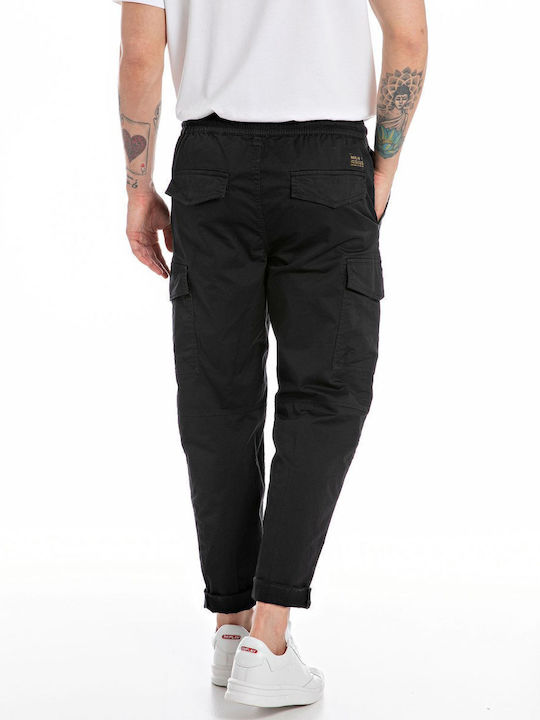 Replay Men's Trousers Cargo Elastic in Regular Fit Black