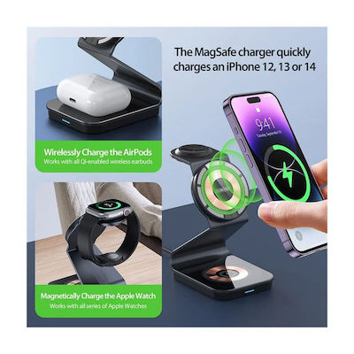 Duzzona Wireless Charger (Qi Pad) and Cable USB-C 15W Black (12320)