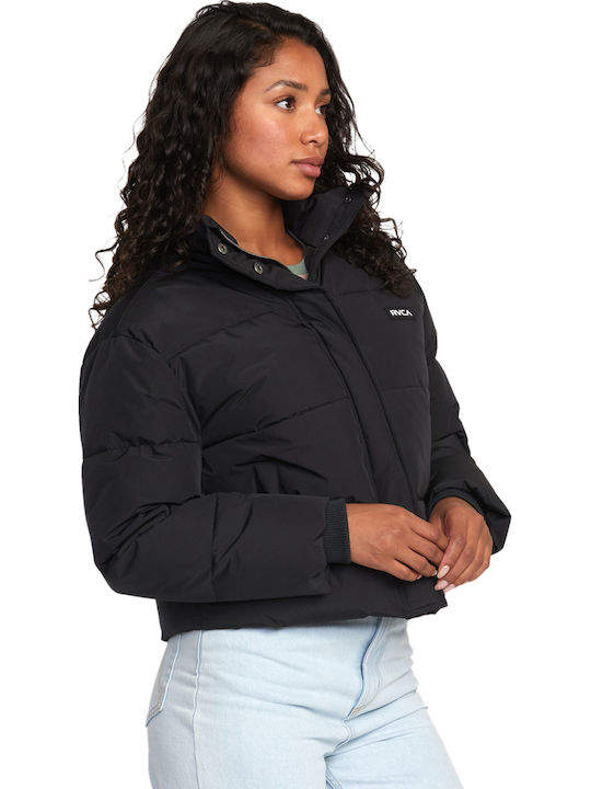 Women's Short Puffer Jacket for Winter Black