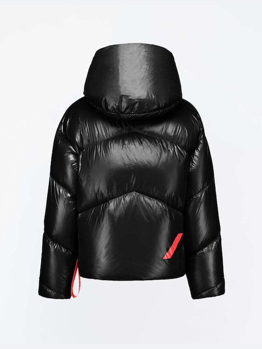 After Label Kurz Damen Puffer Jacke für Winter Schwarz