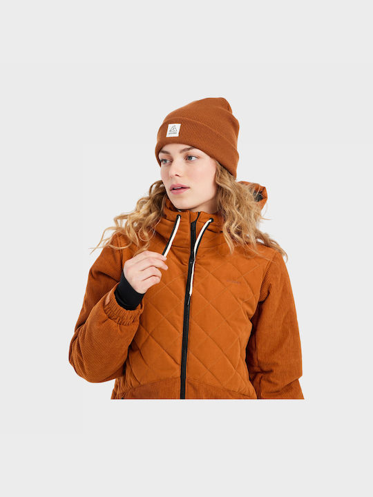 Protest Women's Long Puffer Jacket Waterproof for Winter with Hood Orange