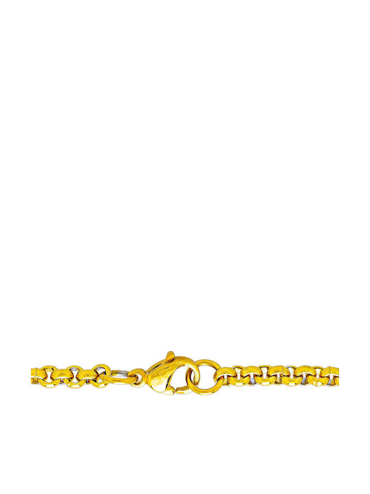 Kiriakos Gofas Chain Neck made of Steel Gold-plated Thin Thickness 2.55mm and Length 55cm