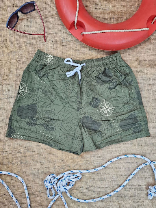 F16359 Men's Swimwear Bermuda Olive Green