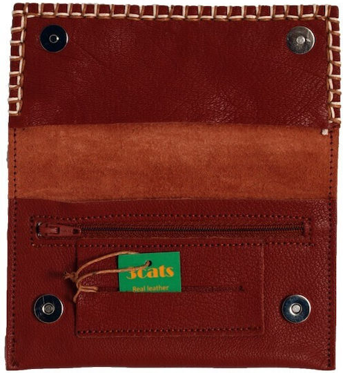 3 Cats Leather Tobacco Pouch With Magnetic Clasp 16x9cm Brown
