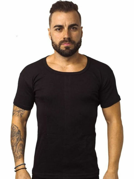 03-1012 Tricou de Corp pentru Bărbați Mâneca Scurtă Negru