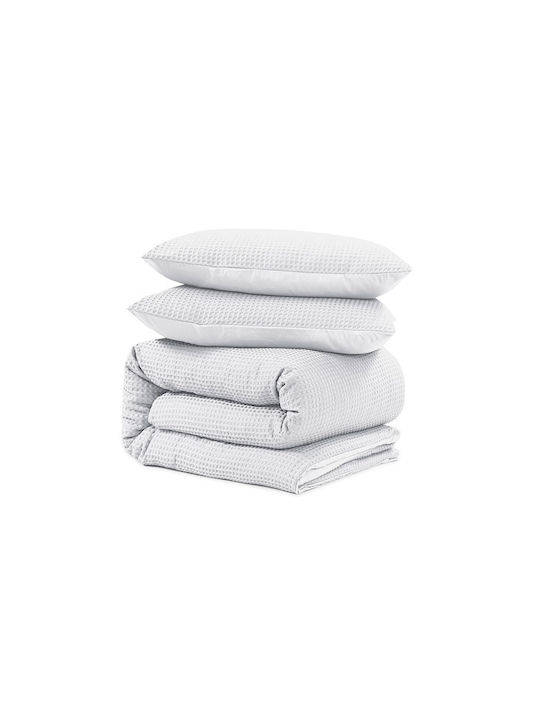 Sleeptime Duvet Cover Set Queen with 2 Pillowcases 240x220 Waffle White