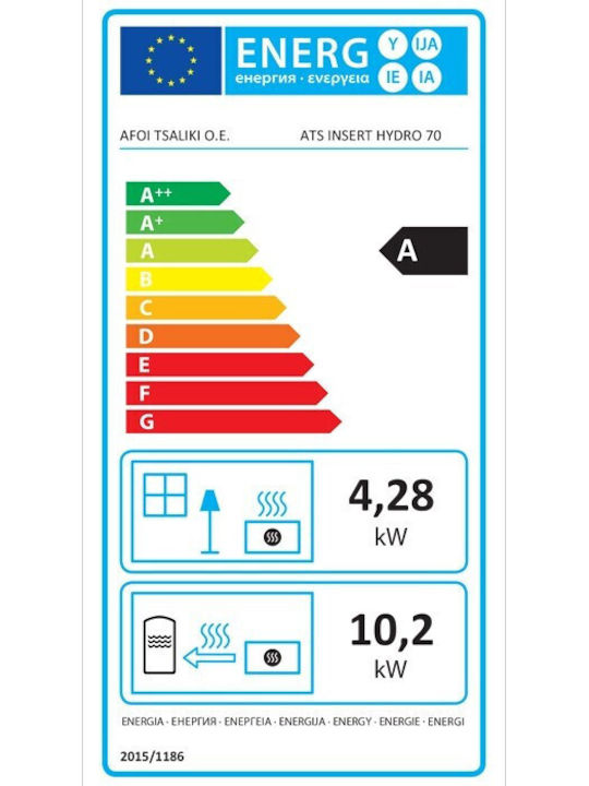 Thermiki ATS Insert Water 70 Ενεργειακό Τζάκι Κασέτα Ξύλου Ίσιο με Ανοιγόμενη Πόρτα Κλειστού Δοχείου