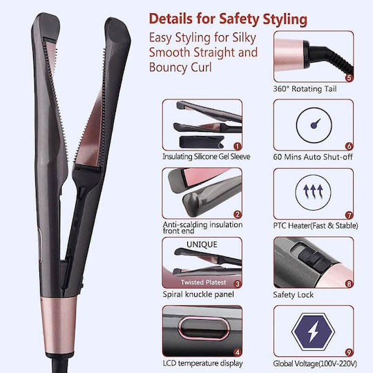 GV-856.GRAY Πρέσα Twist & Curl για Μπούκλες & Ίσιωμα Μαλλιών 50W