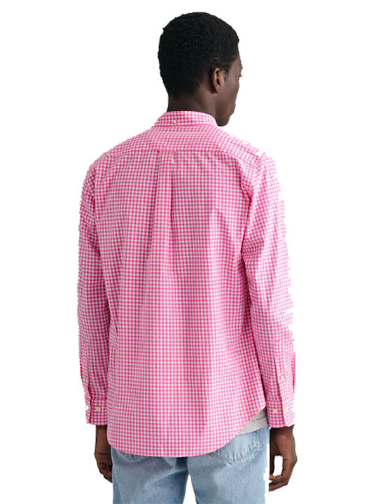 Gant Men's Shirt Long Sleeve Checked Pink