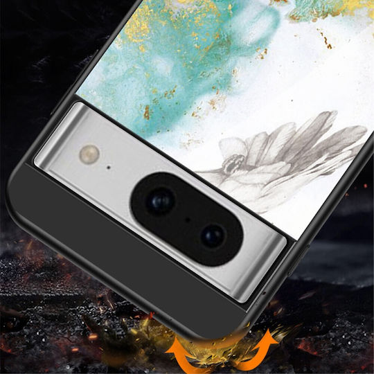 Дизайн Мраморен Заден Калъф Закалено Стъкло Черен Google Pixel 8
