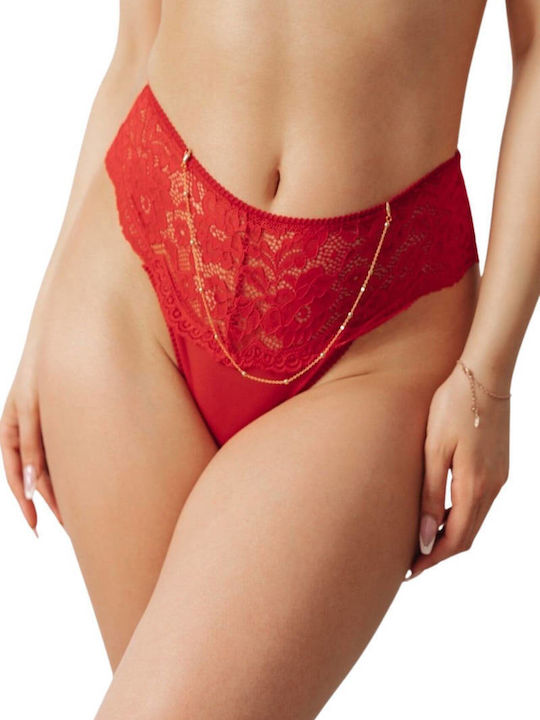 Vanilya Secret Damen Zeichenfolge mit Spitze Rot