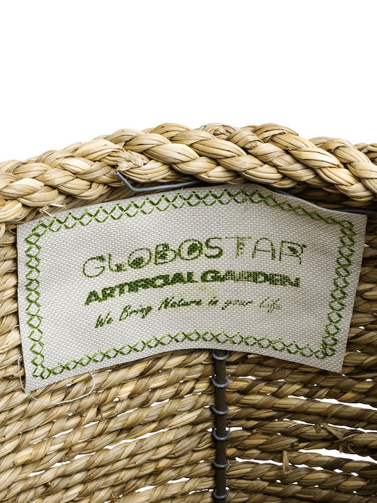 GloboStar THASSOS Übertopf Rattan Beige mit Gestell 18x18x24εκ.