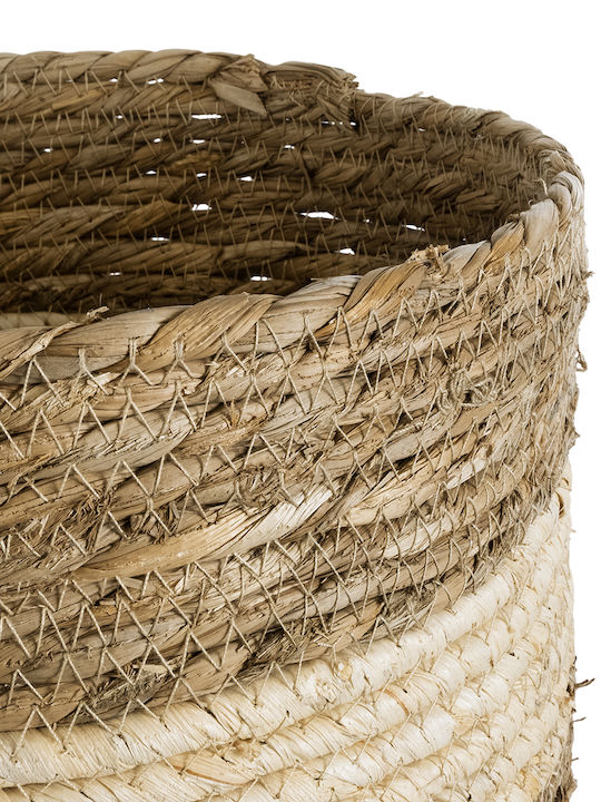 GloboStar Kythira Übertopf Rattan Braun mit Gestell 25x25x18εκ.