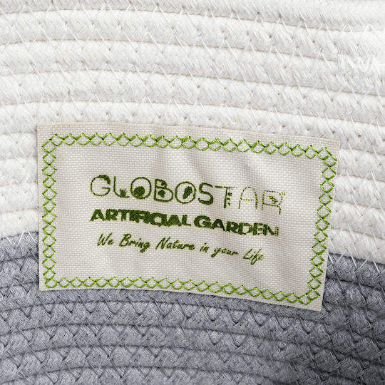 GloboStar Kefalonia Саксия Ратан Бял Със стойка 25x25x25εκ.