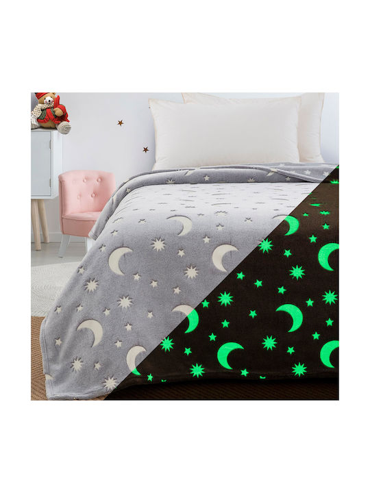 Beauty Home Κουβέρτα Fleece Art Φωσφορίζουσα Γκρι 160x220εκ.