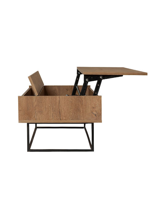 Rectangular Central Coffee Table Amedeo Wooden with Lifting Mechanism and Walnut Drawers W120xL60xH43cm