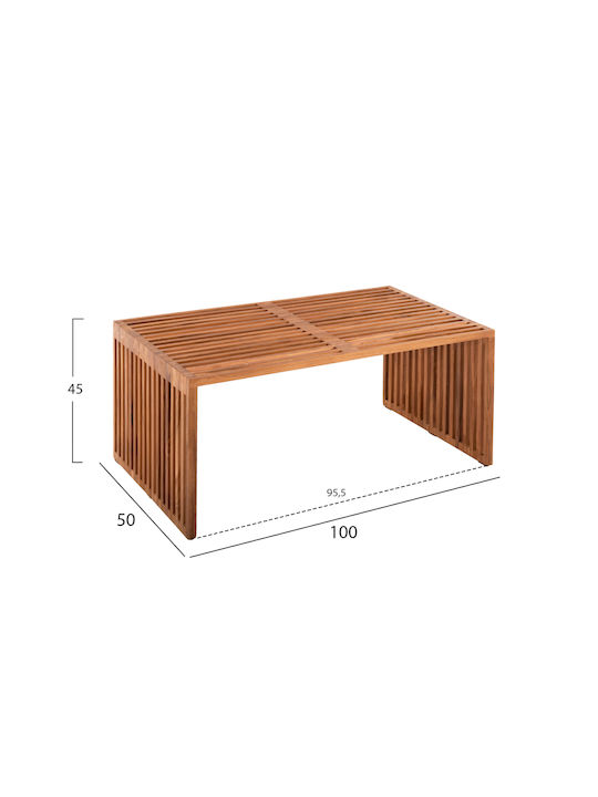 Rechteckig Couchtisch Nya aus Massivholz Φυσικό χρώμα L100xB50xH45cm