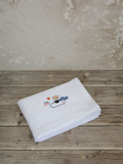 Nima Κουβέρτα Κούνιας Nighty Night Fleece Λευκή με Ζωάκι 110x140εκ.