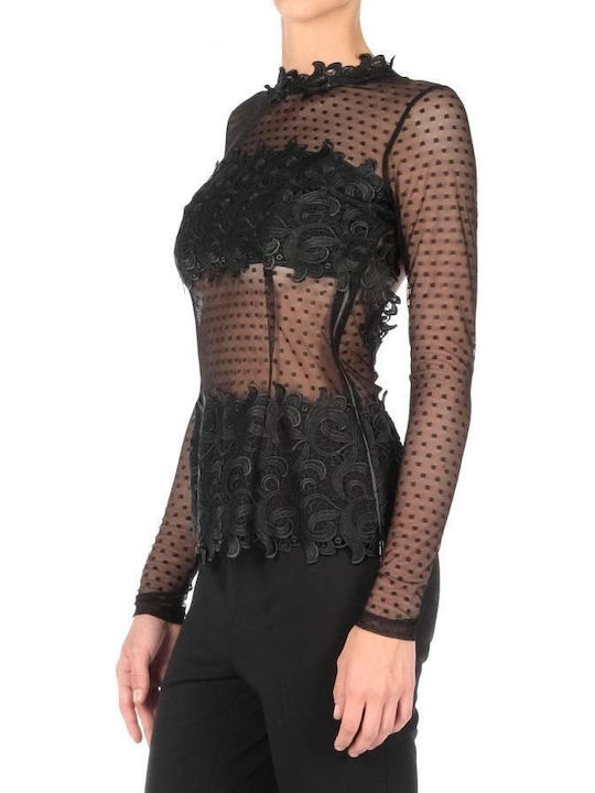 Cristinaeffe Damen Bluse Langärmelig Black