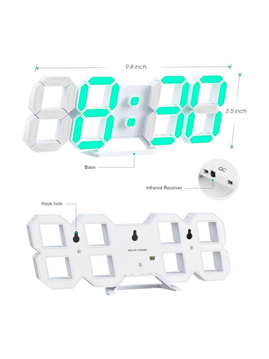 EDUP 3D Wall Clock Digital Plastic White