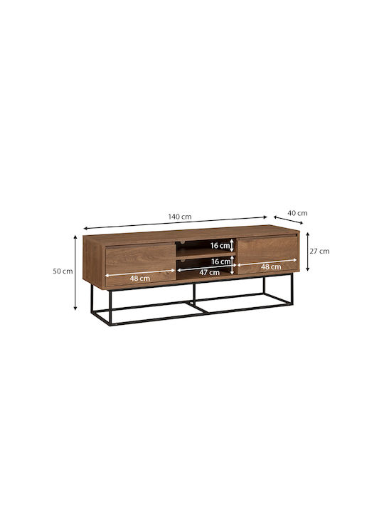 Έπιπλο Τηλεόρασης Amedeo Καρυδί Μ140xΠ40xΥ50cm