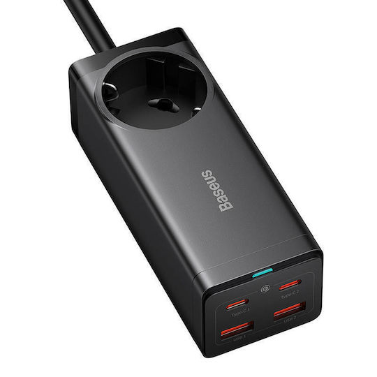 Baseus Ladestation GaN mit 2 USB-A Anschlüsse und 2 USB-C Anschlüsse 100W Schnellaufladung 4.0 in Schwarz Farbe (GaN3 Pro)