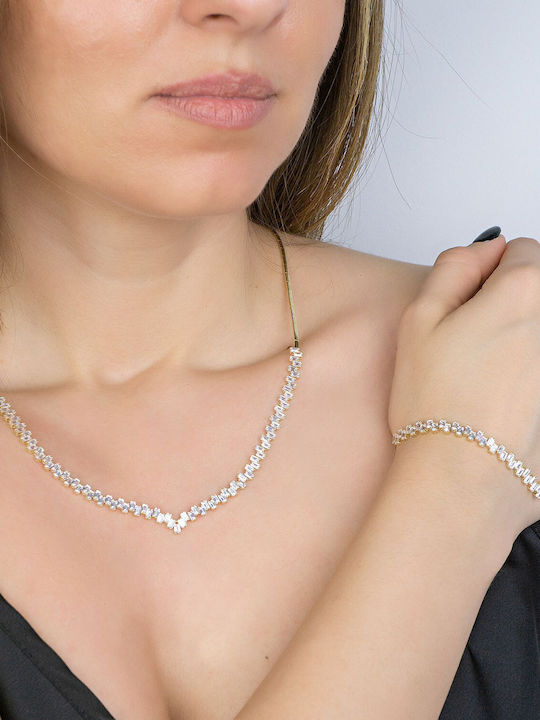 Kiriakos Gofas Set with Necklace & Bracelet from Gold 14K with Stones