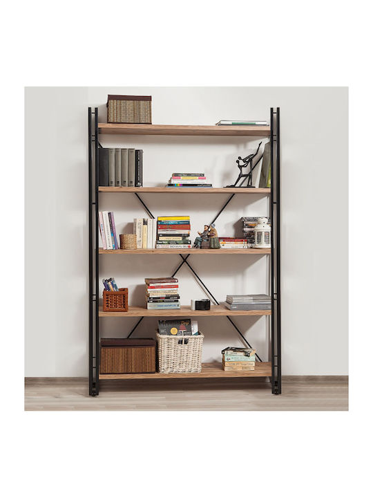 Bookcase Atlas Atlantic Pine - Black 130x35x180cm