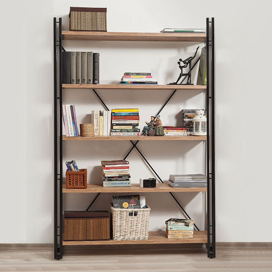 Bibliotecă Atlas Antlantic Pin - Negru 130x35x180 cm