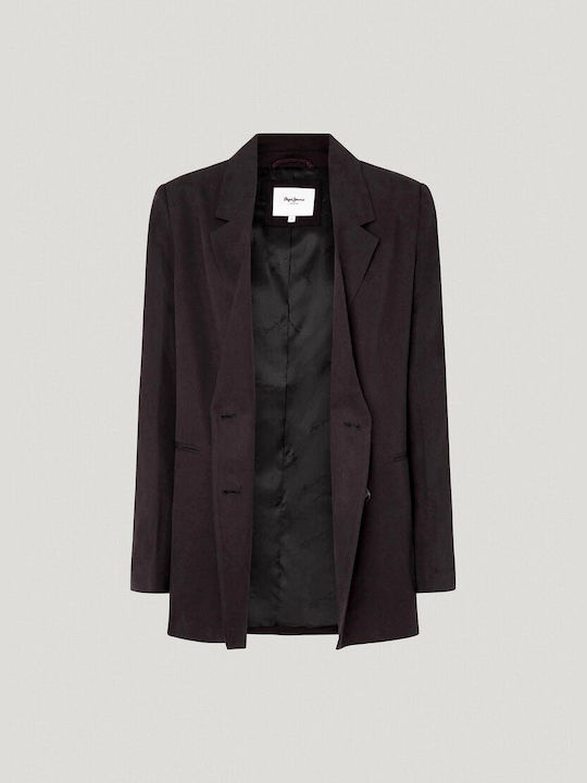 Pepe Jeans Women's Double Breasted Blazer Black