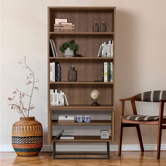 Bookcase Amedeo Walnut 80x36x182cm